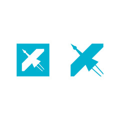 geometric shaped logo of a flying crane