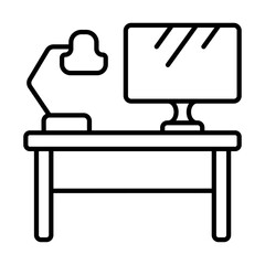 coworking work place line vector black icon