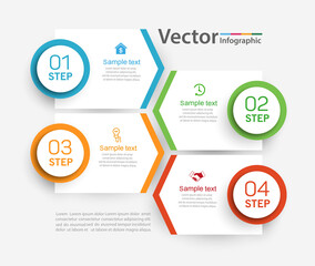  Infographics number options template with 4 steps . Can be  used for workflow layout, diagram, business  options, banner, web design