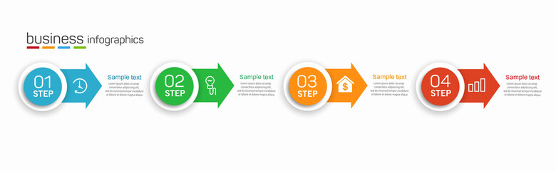  Infographics number options template with 4 steps . Can be  used for workflow layout, diagram, business  options, banner, web design