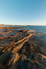 Rock formation on the coast of Collaroy Beach, Sydney, Australia.