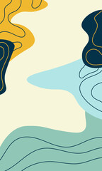 Autumn. Modern, trendy design for social media. Contemporary art. Creative conceptual and colorful collage. Copyspace to insert your ad, text, image. Seamless styled. Watercolor, geometric, lines.