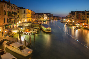 VENICE, ITALY - MARCH 11, 2014: Canal grande in evening dusk from Ponte Rialto