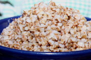 Dietary food. Boiled buckwheat porridge.
