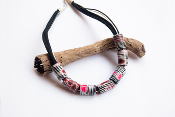 Handmade jewelry design. Polymer clay necklace.