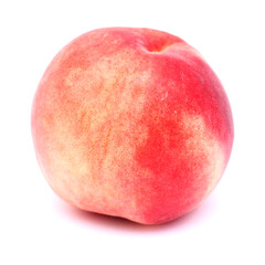Red round ripe peach isolated on white background