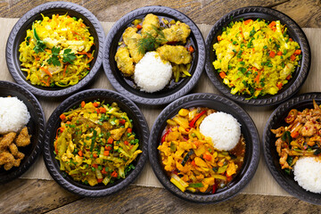 Oriental food set, top view