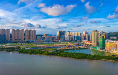 Aerial view of Taipa and Coloane Islands, Macau, China