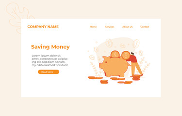 Landing Page Saving Money Concept illustration for Web design, landing page, banner, mobile app, vector flat design
