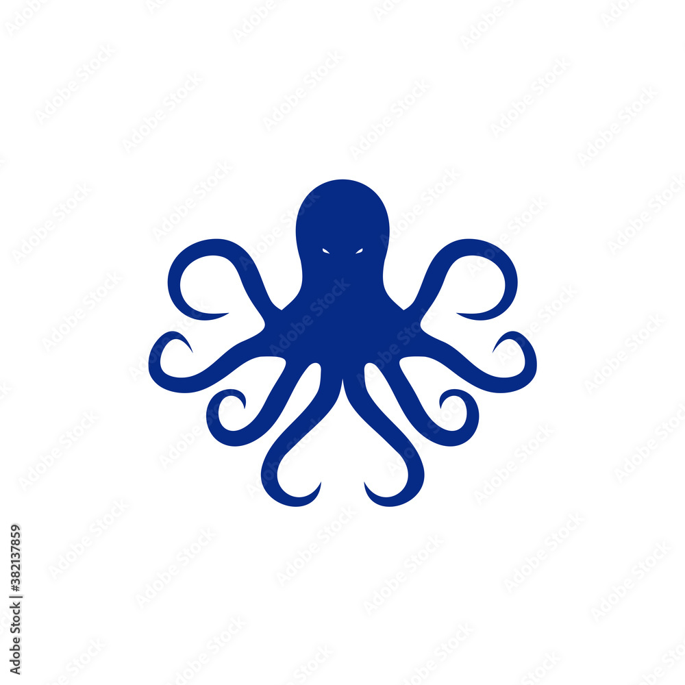 Poster octopus icon symbol logo design template