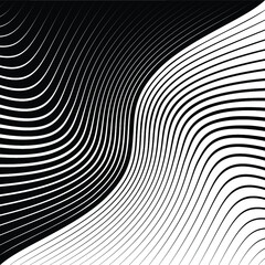 Abstract warped Diagonal Striped Background . Vector curved twisted slanting, waved lines texture

