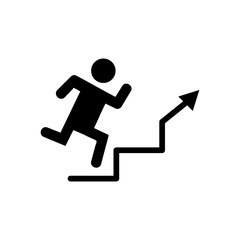 Man climbing stairs symbol vector