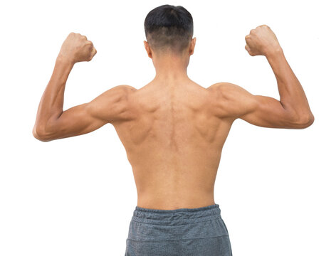 perfect man from the back on a white background