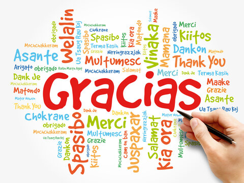 Gracias (Thank You in Spanish) Word Cloud in different languages
