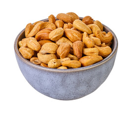 cashew nuts in bowl with clipping path