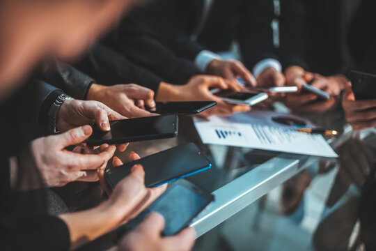 business team analyzing financial data . people and technology