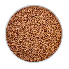 raw buckwheat in bowl with clipping path