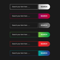 Set of search boxes ui template. search bar element. Premium Vector