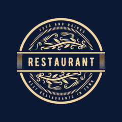Royal luxury Restaurant Hotel vintage logo template vector