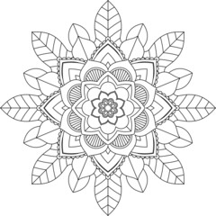 Easy Mandala coloring book simple and basic for beginners, seniors and children. Set of Mehndi flower pattern for Henna drawing and tattoo. Decoration in ethnic oriental, Indian style.