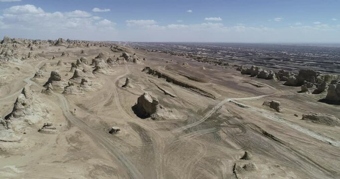 Aerial view of yardang landform landscape in west of china