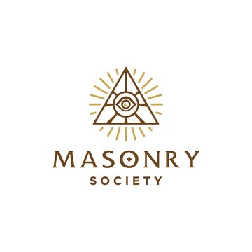 illuminati logo icon, All seeing eye of god in sacred geometry triangle, masonry symbol, vector or emblem design element.