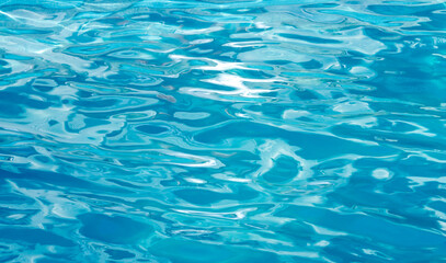 Swimming blue pool, close up