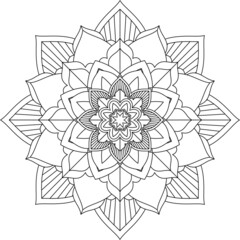 Easy Mandala coloring book simple and basic for beginners, seniors and children. Set of Mehndi flower pattern for Henna drawing and tattoo. Decoration in ethnic oriental, Indian style.