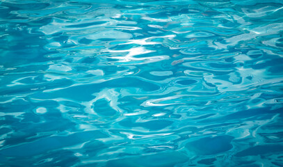 Swimming blue pool, close up