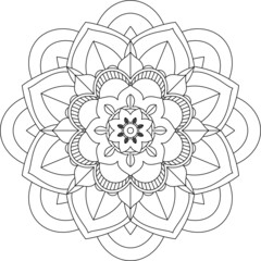 Easy Mandala coloring book simple and basic for beginners, seniors and children. Set of Mehndi flower pattern for Henna drawing and tattoo. Decoration in ethnic oriental, Indian style.