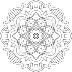 Easy Mandala coloring book simple and basic for beginners, seniors and children. Set of Mehndi flower pattern for Henna drawing and tattoo. Decoration in ethnic oriental, Indian style.