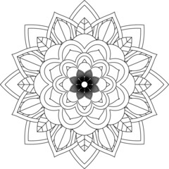 Easy Mandala coloring book simple and basic for beginners, seniors and children. Set of Mehndi flower pattern for Henna drawing and tattoo. Decoration in ethnic oriental, Indian style.