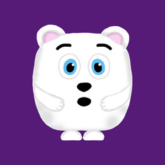 isolated surprised polar bears on a purple background