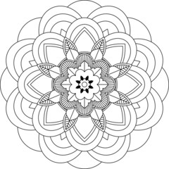 Easy Mandala coloring book simple and basic for beginners, seniors and children. Set of Mehndi flower pattern for Henna drawing and tattoo. Decoration in ethnic oriental, Indian style.
