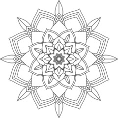 Easy Mandala coloring book simple and basic for beginners, seniors and children. Set of Mehndi flower pattern for Henna drawing and tattoo. Decoration in ethnic oriental, Indian style.