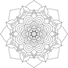 Easy Mandala coloring book simple and basic for beginners, seniors and children. Set of Mehndi flower pattern for Henna drawing and tattoo. Decoration in ethnic oriental, Indian style.