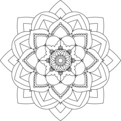 Fototapeta premium Easy Mandala coloring book simple and basic for beginners, seniors and children. Set of Mehndi flower pattern for Henna drawing and tattoo. Decoration in ethnic oriental, Indian style.