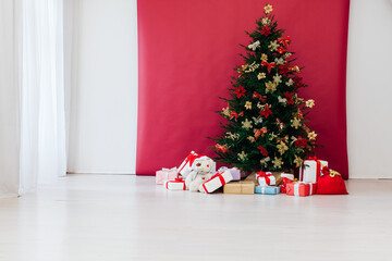 Shiny Decorated christmas tree with christmas baubles