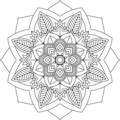 Easy Mandala coloring book simple and basic for beginners, seniors and children. Set of Mehndi flower pattern for Henna drawing and tattoo. Decoration in ethnic oriental, Indian style.