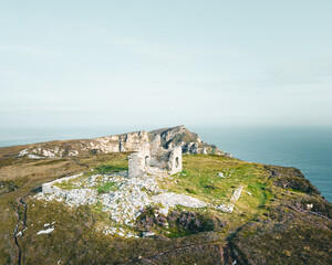 Fototapeta na wymiar Aerial Capture Of The Horn Head Ruins