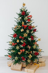 Shiny Decorated christmas tree with christmas baubles