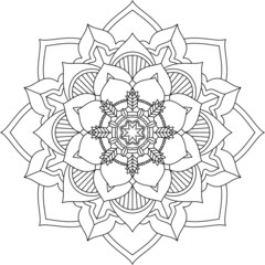 Easy Mandala coloring book simple and basic for beginners, seniors and children. Set of Mehndi flower pattern for Henna drawing and tattoo. Decoration in ethnic oriental, Indian style.