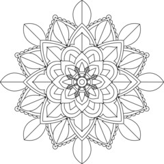 Easy Mandala coloring book simple and basic for beginners, seniors and children. Set of Mehndi flower pattern for Henna drawing and tattoo. Decoration in ethnic oriental, Indian style.