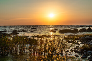 Breathtaking sunset at Käsmu polsaar peninsula, Baltic coast, Lahemaa national park, Estonia
