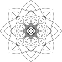 Easy Mandala coloring book simple and basic for beginners, seniors and children. Set of Mehndi flower pattern for Henna drawing and tattoo. Decoration in ethnic oriental, Indian style.