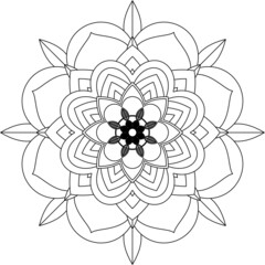 Easy Mandala coloring book simple and basic for beginners, seniors and children. Set of Mehndi flower pattern for Henna drawing and tattoo. Decoration in ethnic oriental, Indian style.