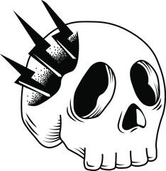 Skull vector tattoo illustration in black color