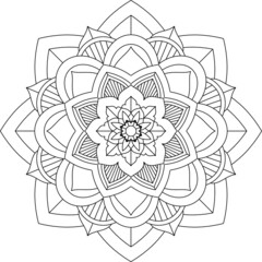 Easy Mandala coloring book simple and basic for beginners, seniors and children. Set of Mehndi flower pattern for Henna drawing and tattoo. Decoration in ethnic oriental, Indian style.