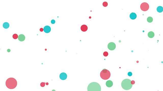 colored circles of particles appearing and disappearing, abstract motion background, corporate motif