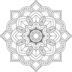Easy Mandala coloring book simple and basic for beginners, seniors and children. Set of Mehndi flower pattern for Henna drawing and tattoo. Decoration in ethnic oriental, Indian style.